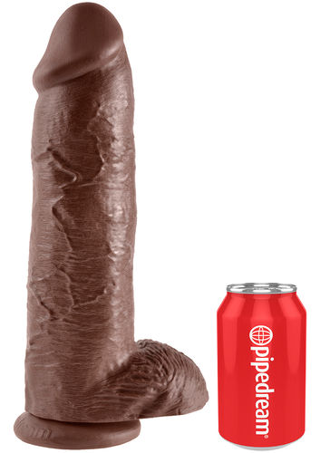 XL-Cock Dildo 28cm (11'') with Balls Brown